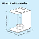 FLOW 15 Aquarium with Standard White LED Light - Dimensions