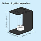 FLOW 30 Aquarium with Standard White LED Light - Dimensions