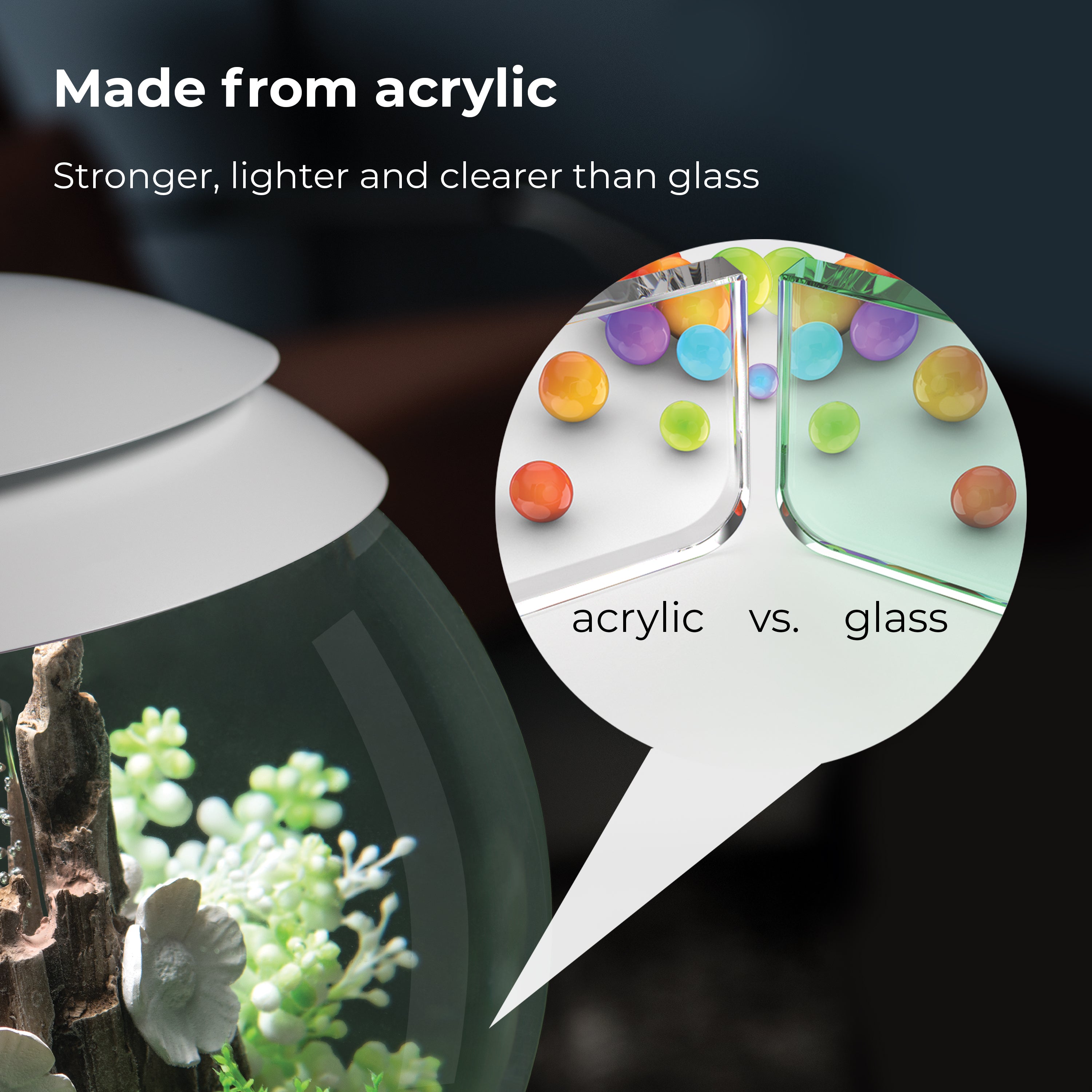 HALO 15 Aquarium with Multi Colour LED Light - Made from acrylic