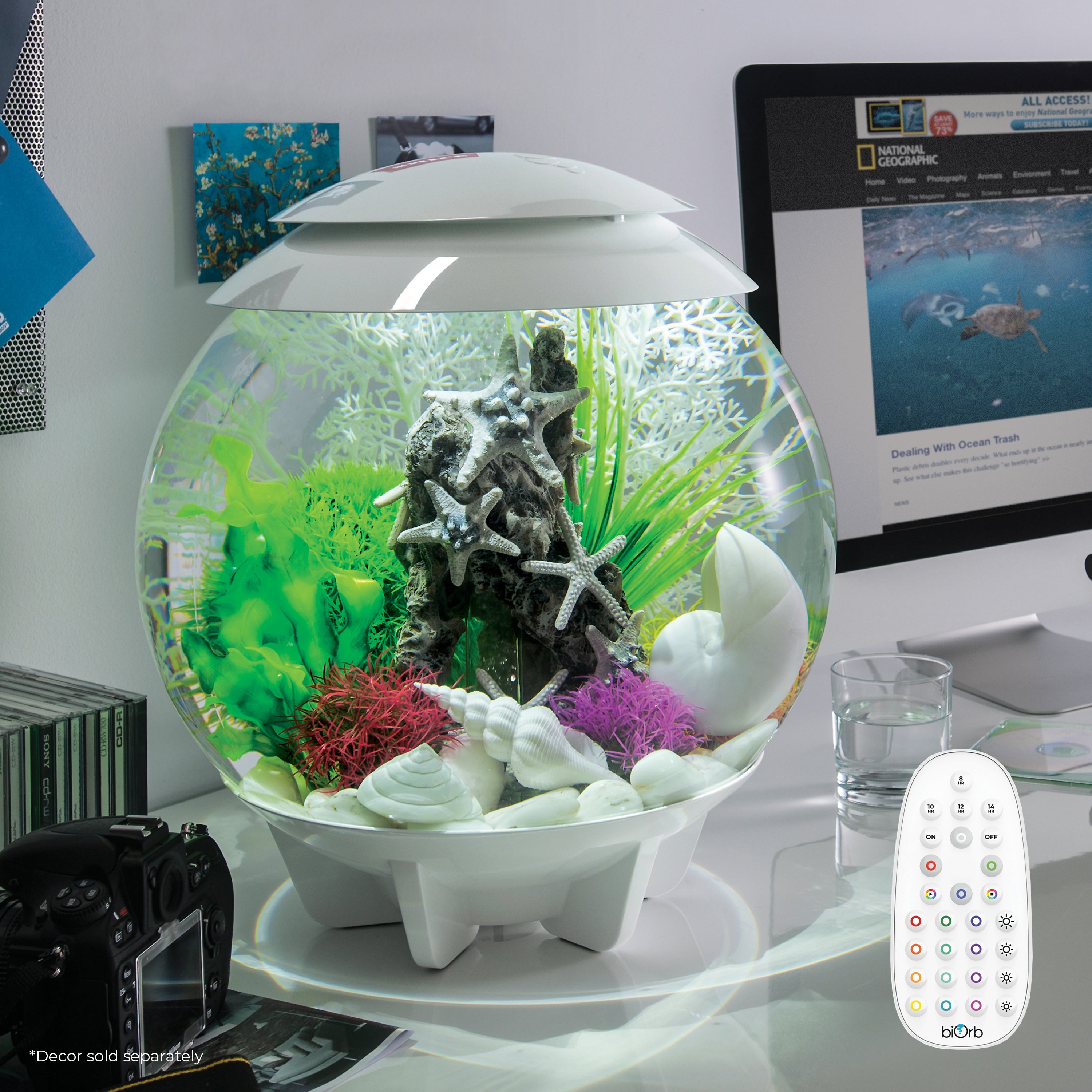 HALO 30 Aquarium with Multi Colour LED Light - White In Use