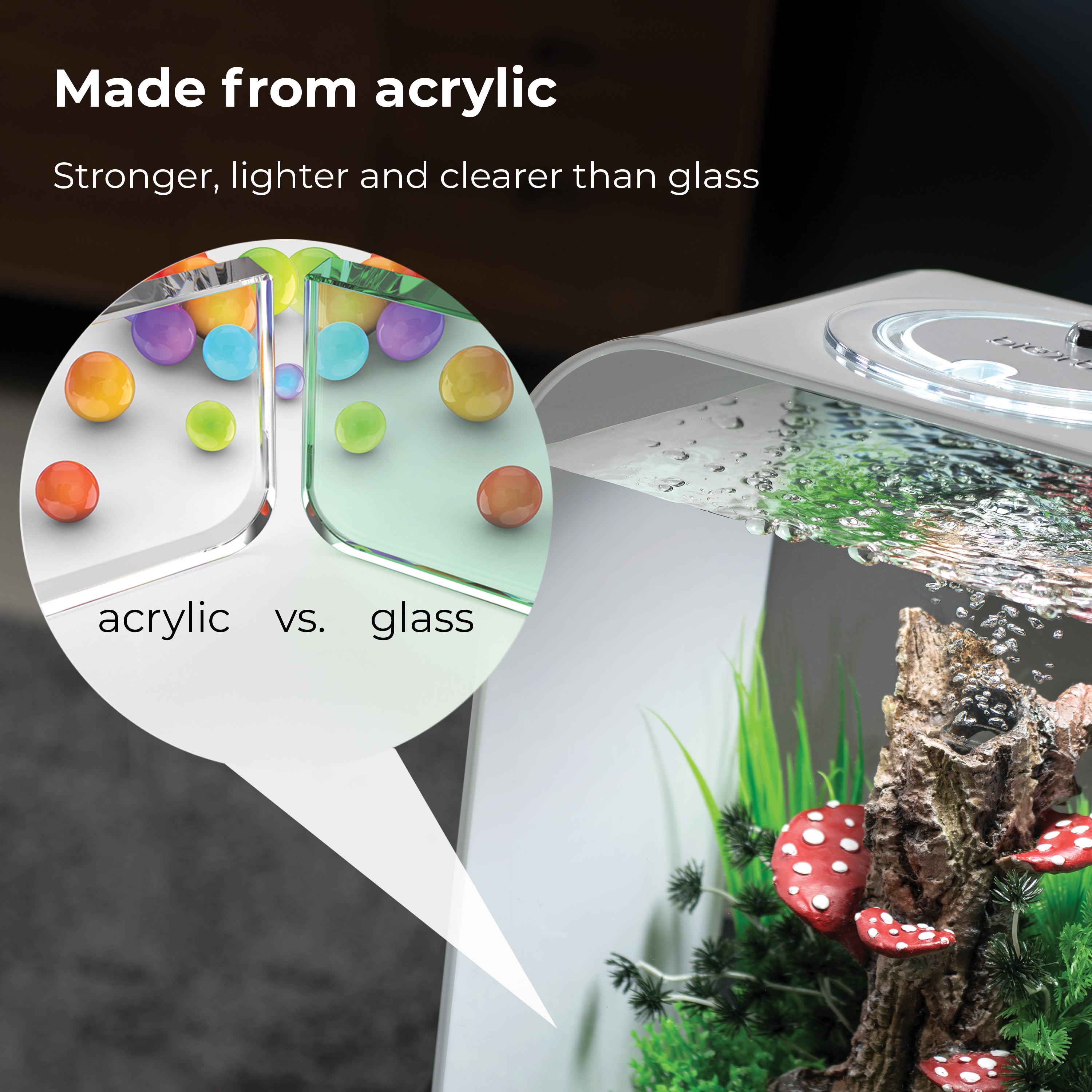 LIFE 15 Aquarium with Standard White LED Light - Made from acrylic