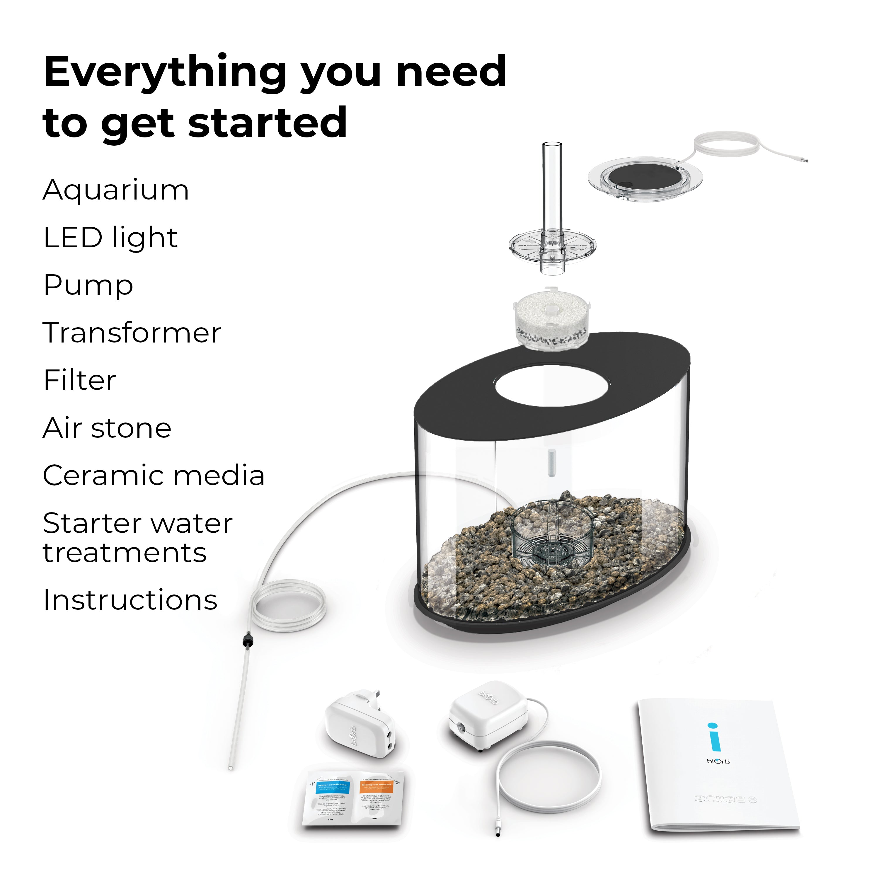 LOOP 15 Aquarium with Standard White LED Light - Everything you need to get started
