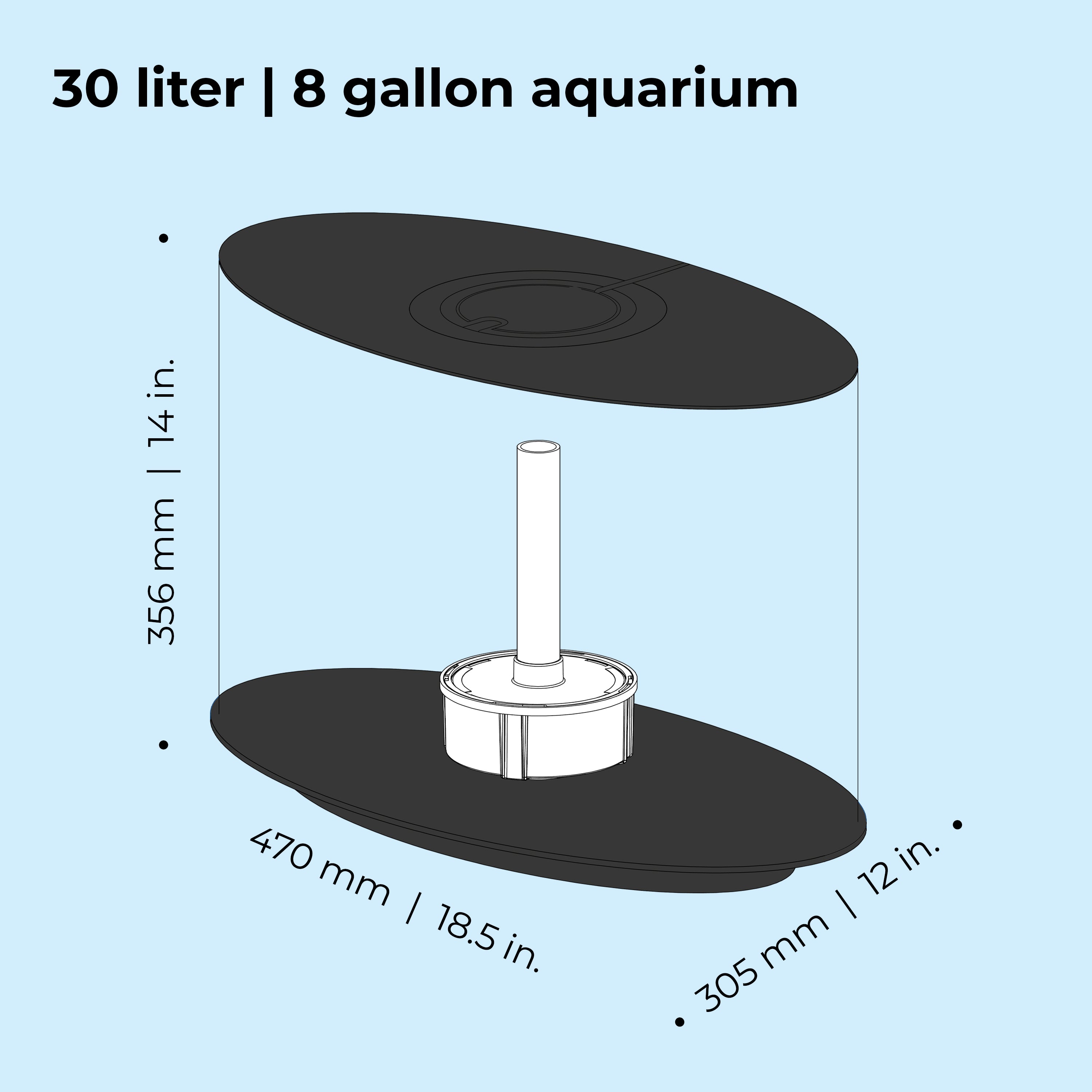 LOOP 30 Aquarium with Multi Colour LED Light - Dimensions