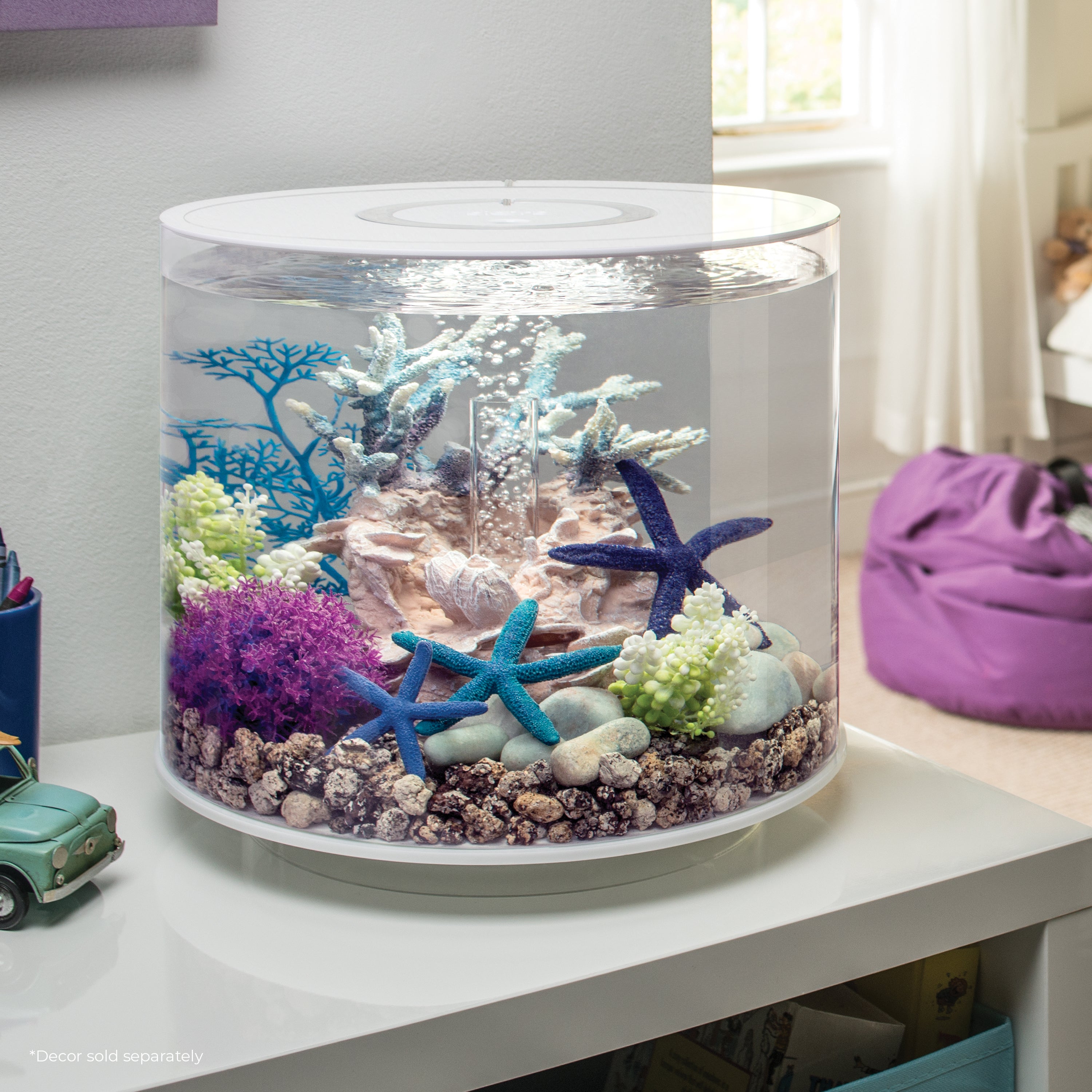 TUBE 15 Aquarium with Standard White LED Light - White In Use