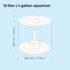 TUBE 15 Aquarium with Standard White LED Light - Dimensions