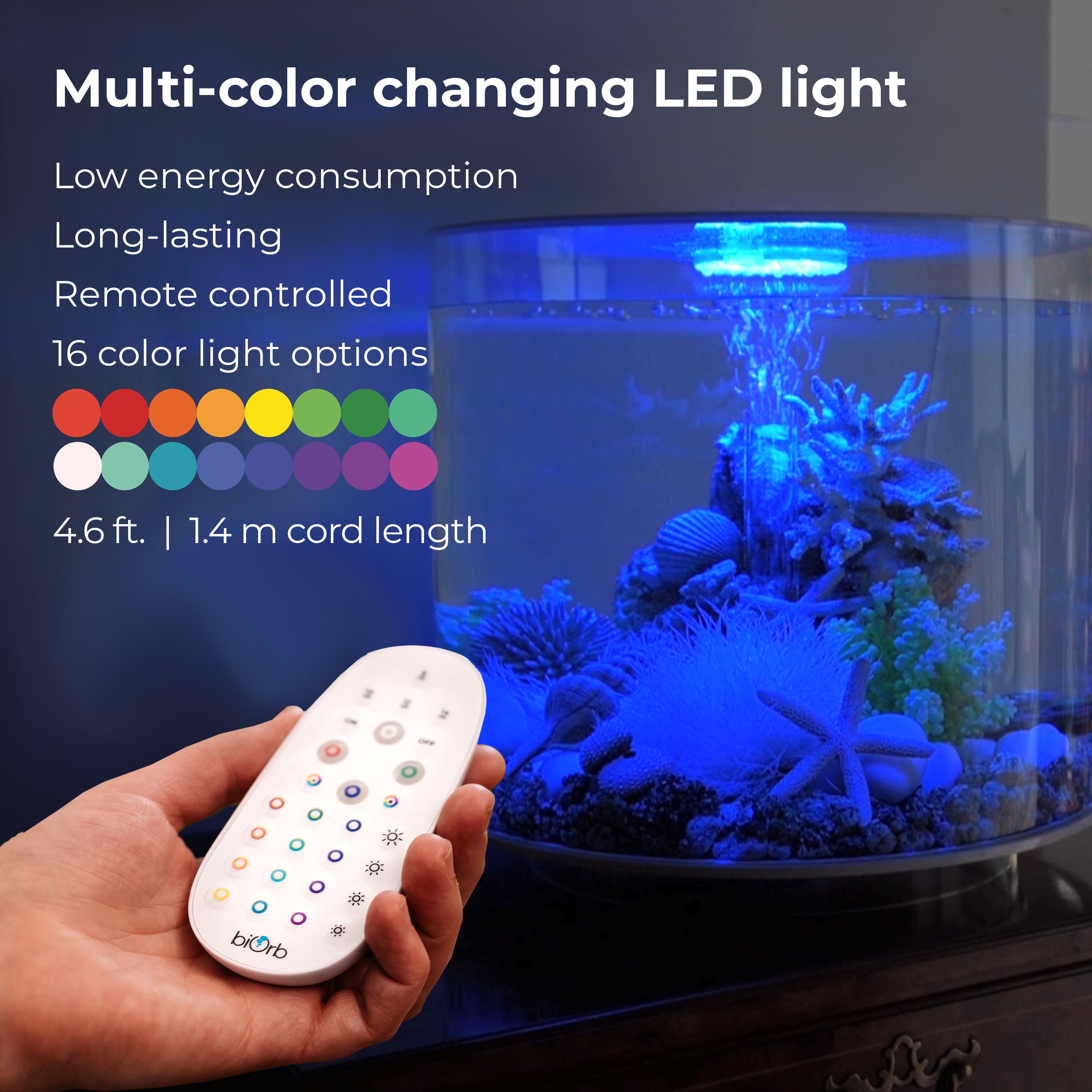TUBE 15 Aquarium with Multi Colour LED Light - Multi-colour changing LED light