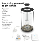 TUBE 30 Aquarium with Standard White LED Light - Everything you need to get started