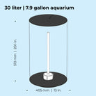 TUBE 30 Aquarium with Standard White LED Light - Dimensions