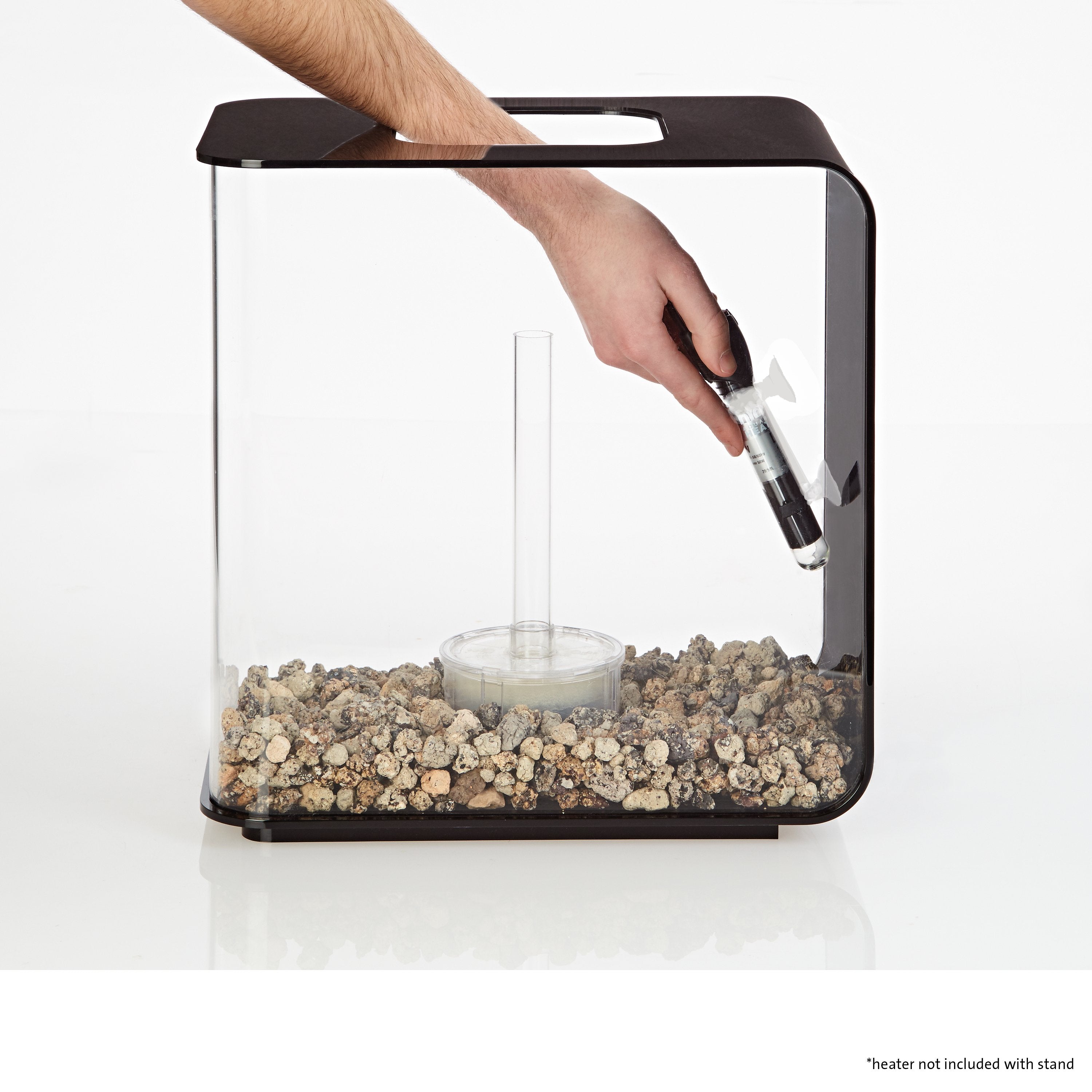 Install the biOrb Aquarium Heater Stand to the side of your aquarium
